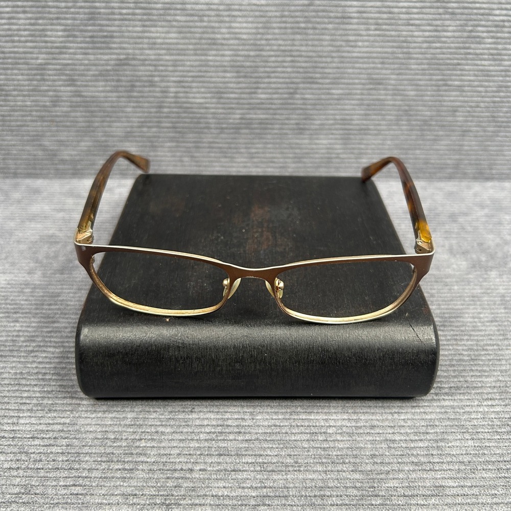 Jimmy Choo Gold Tortoiseshell Rectangular Half Rim Y2k Eyeglasses Glitter Detail